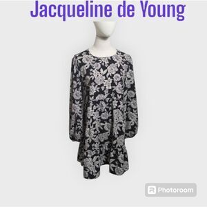 Jacqueline De Young Black & White Floral Babydoll Relaxed Fir Mini Dress